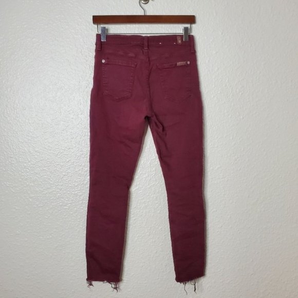 7 For All Mankind The Ankle Skinny in Burgundy - Picture 4 of 9